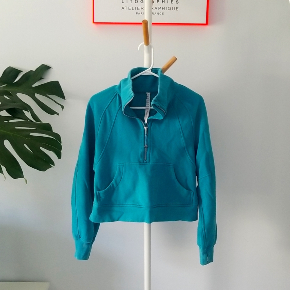 Oversized teal lululemon funnel neck scuba half zip XS/S